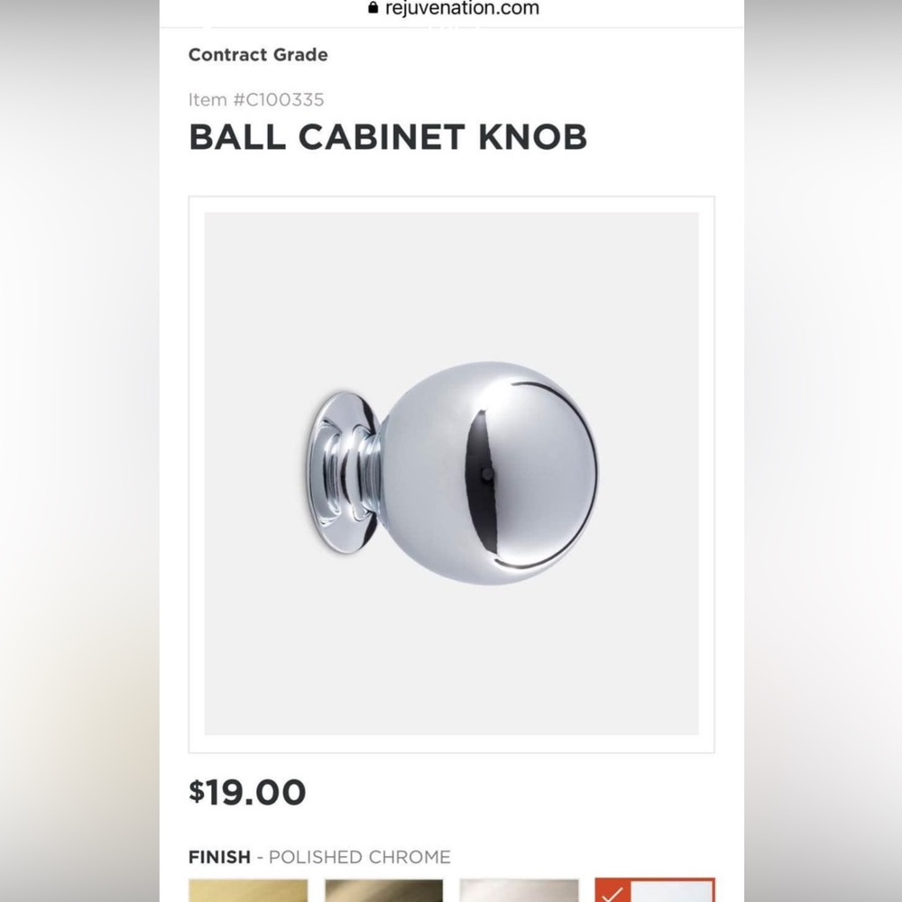 Lot of 10 Rejuvenation Polished Chrome Ball Cabinet Knobs